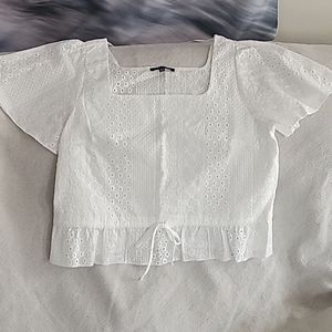 Kirious Lace Crop Top - Medium - White